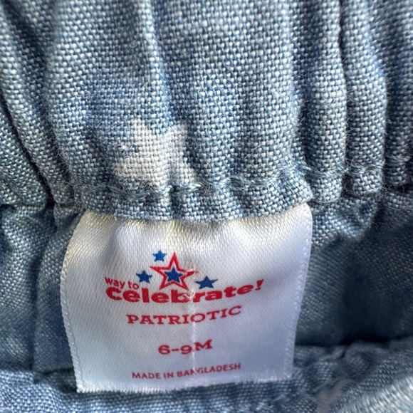Way to Celebrate Patriotic 6-9M Girls Blue Star Tank Top Romper with Ruffles - Picture 5 of 6